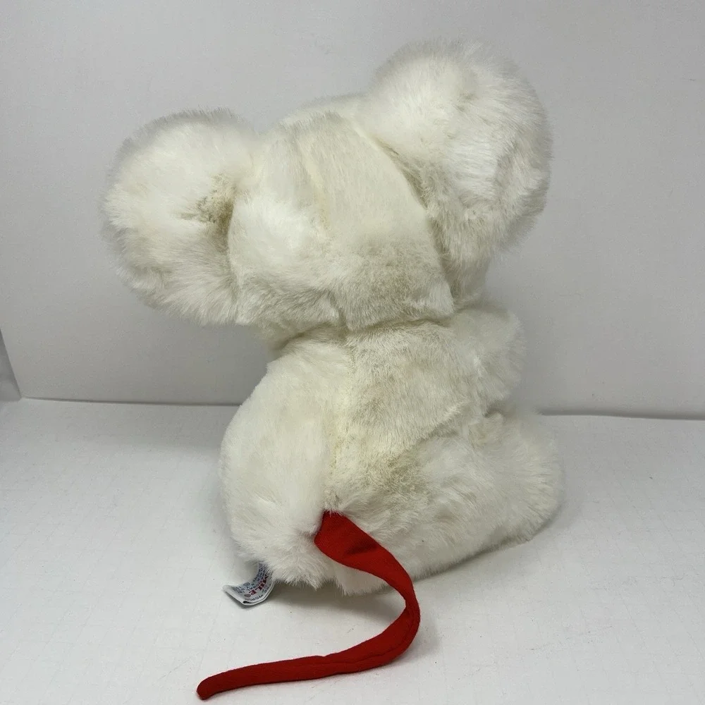 1991 White Mouse Plush 10 Inch Stuffed Animal Plaid Ears‎ World of Smile